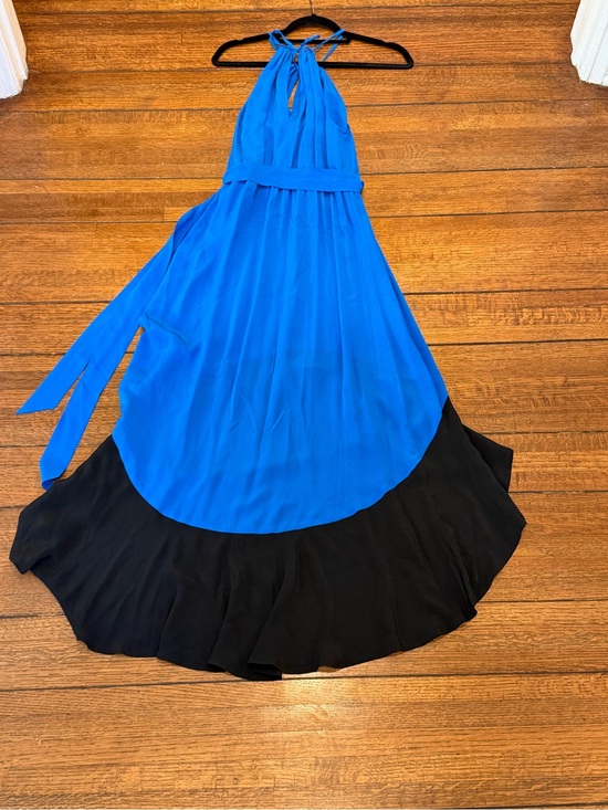 BCBGMaxAzria Dresses & Skirts - BCBGMaxAzria Royal Blue and Black High-Low Halter Dress